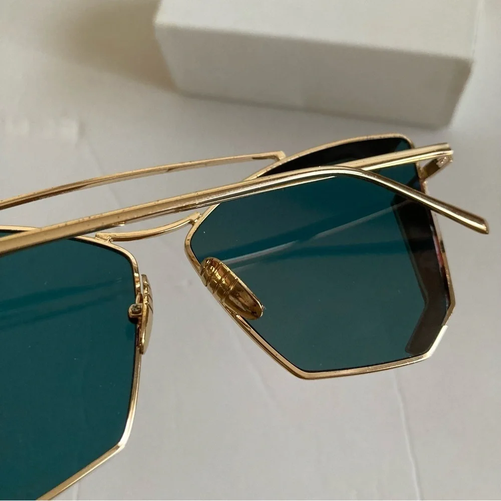 New Punk Cat Eye Sunglasses Pink Glass Gold Trim